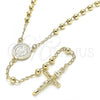 Oro Laminado Thin Rosary, Gold Filled Style San Benito and Crucifix Design, Polished, Golden Finish, 09.213.0022.24