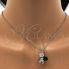 Rhodium Plated Pendant Necklace, Teddy Bear Design, with Montana and Aurore Boreale Swarovski Crystals, Black Enamel Finish, Rhodium Finish, 04.239.0041.18