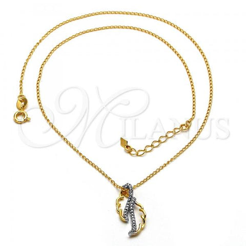 Oro Laminado Pendant Necklace, Gold Filled Style Matte Finish, Two Tone, 04.09.0050.48