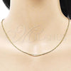 Oro Laminado Basic Necklace, Gold Filled Style Rat Tail and Twist Design, Diamond Cutting Finish, Golden Finish, 04.341.0126.20