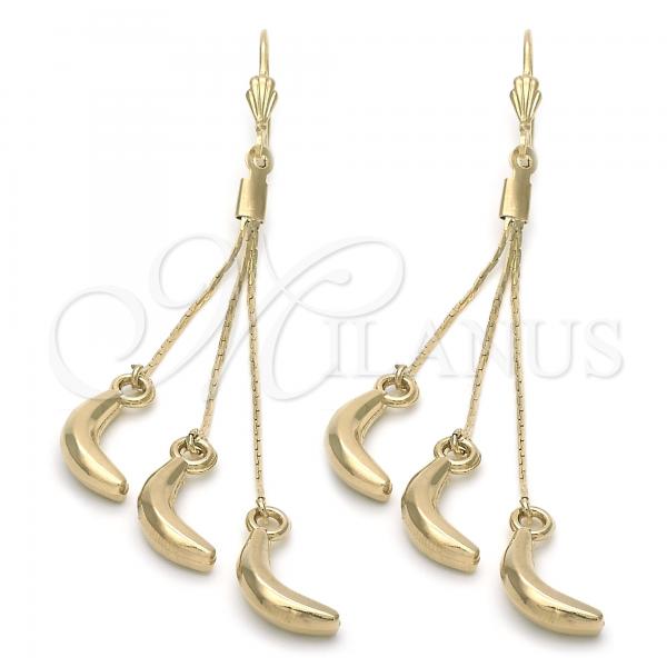 Oro Laminado Long Earring, Gold Filled Style Banana Design, Golden Finish, 5.093.007