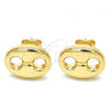 Oro Laminado Stud Earring, Gold Filled Style Puff Mariner Design, Polished, Golden Finish, 02.63.2671