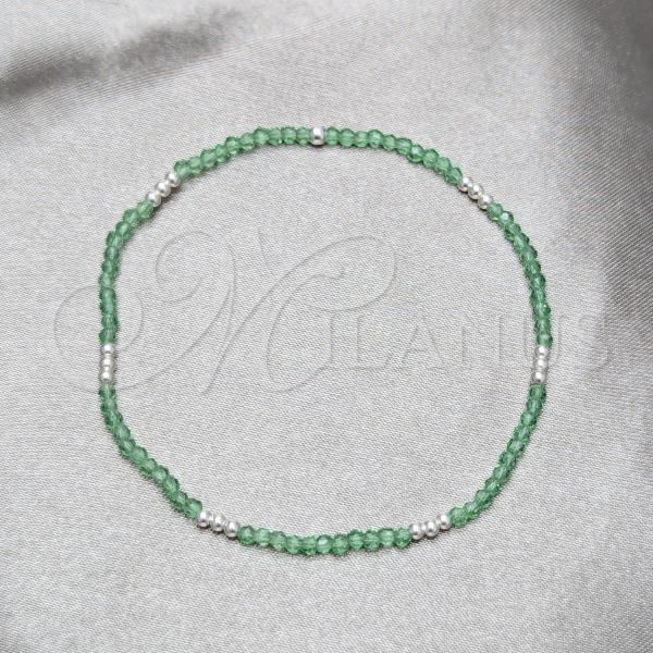 Sterling Silver Fancy Bracelet, Ball Design, with Green Crystal, Polished, Silver Finish, 03.426.0025.07