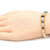 Oro Laminado Fancy Bracelet, Gold Filled Style with Sapphire Blue and White Cubic Zirconia, Polished, Golden Finish, 03.210.0082.3.07