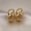 Oro Laminado Stud Earring, Gold Filled Style Diamond Cutting Finish, Golden Finish, 02.163.0243