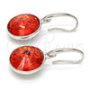 Rhodium Plated Dangle Earring, with Padparadscha Swarovski Crystals, Polished, Rhodium Finish, 02.239.0001.11
