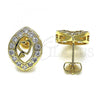 Oro Laminado Stud Earring, Gold Filled Style Heart Design, with White Cubic Zirconia, Polished, Golden Finish, 02.94.0099