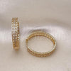 Oro Laminado Huggie Hoop, Gold Filled Style Heart Design, with White Micro Pave, Polished, Golden Finish, 02.204.0025.38