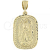Oro Laminado Religious Pendant, Gold Filled Style Guadalupe Design, Polished, Golden Finish, 5.185.005