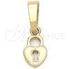 Oro Laminado Fancy Pendant, Gold Filled Style Heart Design, White Enamel Finish, Golden Finish, 05.163.0077.1