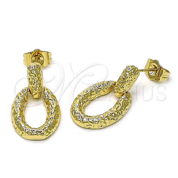 Oro Laminado Stud Earring, Gold Filled Style Diamond Cutting Finish, Golden Finish, 02.163.0336