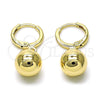Oro Laminado Dangle Earring, Gold Filled Style Ball Design, Polished, Golden Finish, 02.196.0122