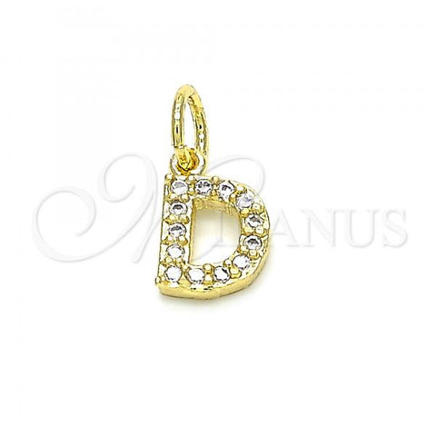 Oro Laminado Fancy Pendant, Gold Filled Style Initials Design, with White Cubic Zirconia, Polished, Golden Finish, 05.341.0024