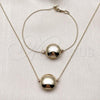 Oro Laminado Necklace and Bracelet, Gold Filled Style Ball and Hollow Design, Polished, Golden Finish, 06.63.0286