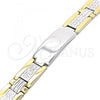 Stainless Steel Solid Bracelet, Greek Key Design, Polished, Two Tone, 03.114.0377.08