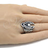 Stainless Steel Mens Ring, Eagle Design, Black Enamel Finish, Steel Finish, 01.234.0002.10 (Size 10)