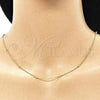 Oro Laminado Basic Necklace, Gold Filled Style Box Design, Polished, Golden Finish, 04.213.0245.20