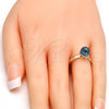 Oro Laminado Multi Stone Ring, Gold Filled Style Ball Design, with Indicolite Swarovski Crystals, Polished, Golden Finish, 01.239.0006.6 (One size fits all)