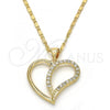 Oro Laminado Pendant Necklace, Gold Filled Style with White Cubic Zirconia, Polished, Golden Finish, 04.99.0032.18