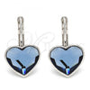 Rhodium Plated Leverback Earring, Heart Design, with Montana Swarovski Crystals, Polished, Rhodium Finish, 02.239.0013