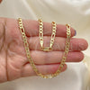 Oro Laminado Basic Necklace, Gold Filled Style Figaro Design, Polished, Golden Finish, 04.213.0142.22