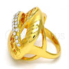 Oro Laminado Multi Stone Ring, Gold Filled Style with White Crystal, Polished, Golden Finish, 01.241.0055.08 (Size 8)