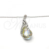 Rhodium Plated Pendant Necklace, Teardrop and Rolo Design, with Aurore Boreale and Aurore Boreale Swarovski Crystals, Polished, Rhodium Finish, 04.239.0037.4.16