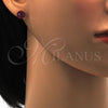 Stainless Steel Stud Earring, with Ruby Crystal, Polished, Golden Finish, 02.271.0007.4