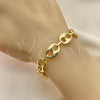Oro Laminado Basic Bracelet, Gold Filled Style Puff Mariner Design, Polished, Golden Finish, 04.63.1411.08