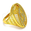 Oro Laminado Multi Stone Ring, Gold Filled Style with White Crystal, Polished, Golden Finish, 01.118.0027.08 (Size 8)