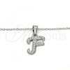 Stainless Steel Pendant Necklace, Initials and Rolo Design, with White Crystal, Polished, Steel Finish, 04.238.0005.1.18