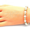 Oro Laminado Adjustable Bolo Bracelet, Gold Filled Style Ball Design, with Ivory Pearl, Polished, Golden Finish, 03.63.2217.2.12