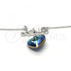 Rhodium Plated Pendant Necklace, Heart and Love Design, with Bermuda Blue Swarovski Crystals and White Micro Pave, Polished, Rhodium Finish, 04.239.0029.1.16