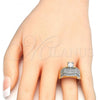 Oro Laminado Multi Stone Ring, Gold Filled Style with White Cubic Zirconia, Polished, Two Tone, 01.210.0076.09 (Size 9)