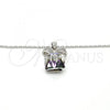 Rhodium Plated Pendant Necklace, Bow Design, with Aurore Boreale Swarovski Crystals and White Micro Pave, Polished, Rhodium Finish, 04.239.0024.1.16