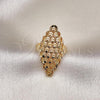Oro Laminado Elegant Ring, Gold Filled Style Filigree Design, Diamond Cutting Finish, Golden Finish, 01.233.0033.08