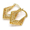 Oro Laminado Small Hoop, Gold Filled Style Greek Key Design, Polished, Golden Finish, 02.170.0113.20