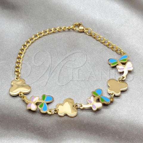 Stainless Steel Fancy Bracelet, Butterfly Design, Polished, Golden Finish, 03.63.22116.08