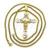 Stainless Steel Pendant Necklace, Crucifix Design, Polished, Two Tone, 04.116.0035.30