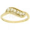 Oro Laminado Multi Stone Ring, Gold Filled Style Leaf Design, with White Cubic Zirconia, Polished, Golden Finish, 5.167.021.07 (Size 7)