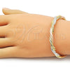Oro Laminado Individual Bangle, Gold Filled Style and Hollow Polished, Tricolor, 07.170.0065