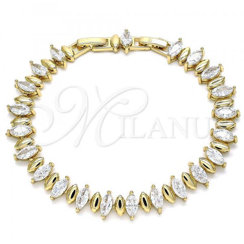 Oro Laminado Tennis Bracelet, Gold Filled Style with White Cubic Zirconia, Polished, Golden Finish, 03.283.0021.08