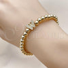 Oro Laminado Individual Bangle, Gold Filled Style Butterfly and Ball Design, with White Micro Pave, Polished, Golden Finish, 07.170.0048.04