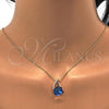 Oro Laminado Pendant Necklace, Gold Filled Style with Bermuda Blue and Aurore Boreale Swarovski Crystals, Polished, Golden Finish, 04.239.0039.9.16