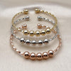 Oro Laminado Trio Bangle, Gold Filled Style Ball and Twist Design, Polished, Tricolor, 07.282.0040