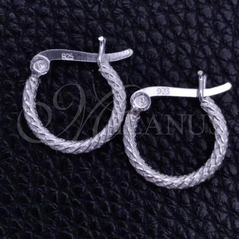 Sterling Silver Small Hoop, Hollow Design, Diamond Cutting Finish, Silver Finish, 02.401.0002.12