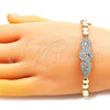 Oro Laminado Fancy Bracelet, Gold Filled Style with White Micro Pave, Polished, Golden Finish, 03.283.0156.07