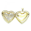 Oro Laminado Locket Pendant, Gold Filled Style Heart and Flower Design, Polished, Golden Finish, 05.117.0017