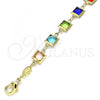 Oro Laminado Charm Bracelet, Gold Filled Style with Multicolor Cubic Zirconia, Polished, Golden Finish, 03.326.0002.1.08