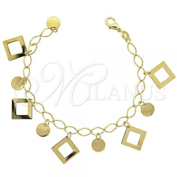 Oro Laminado Charm Bracelet, Gold Filled Style Polished, Golden Finish, 030.008.07